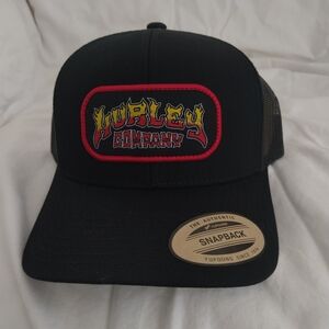 Hurley Black Snapback Hat With Fire Logo, NWT